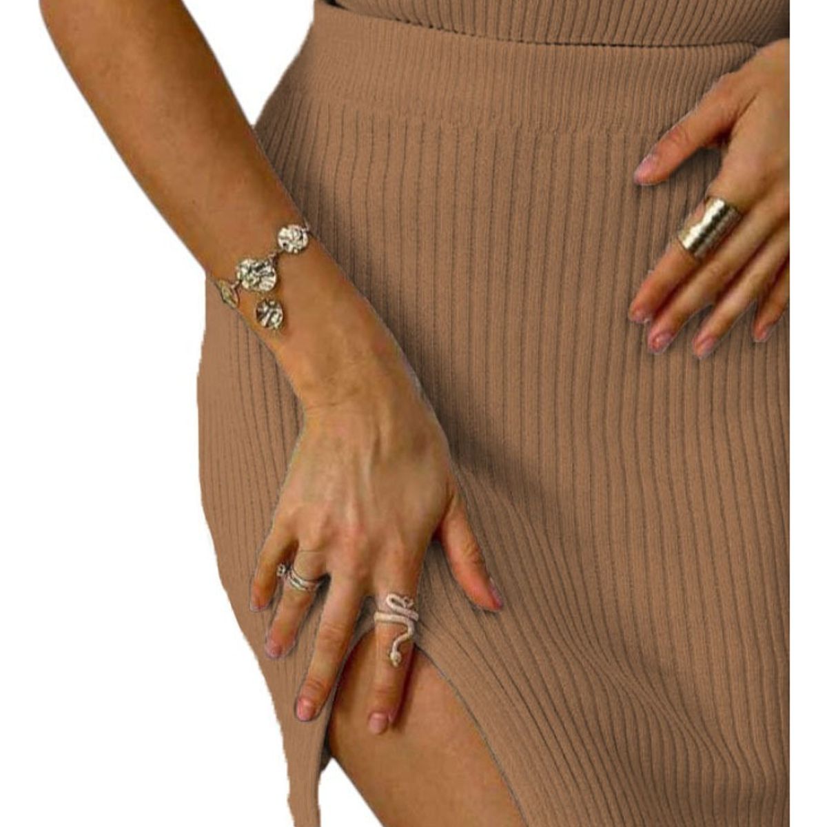 GENERICO - Vestido Sueños De Seda Mujer Tejido Jilo Alpino G359-12 Color Camel