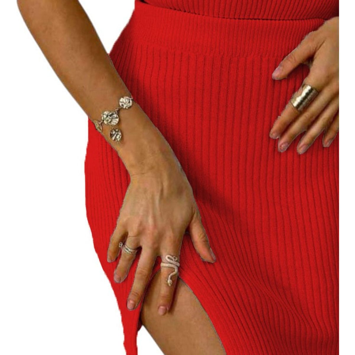 GENERICO - Vestido Sueños De Seda Mujer Tejido Jilo Alpino G359-12 Color Rojo