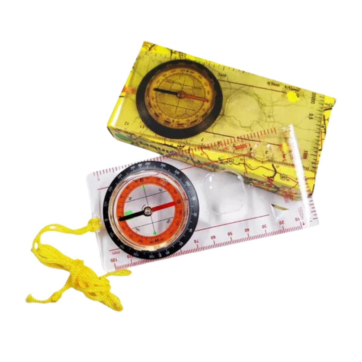 GENERICO - Brujula Cartografica Con Regla Acrilico Lupa Integrada
