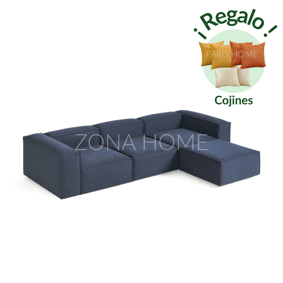 GENERICO - Sofá Seccional Barcelona 4 Plazas - Azul Oscuro