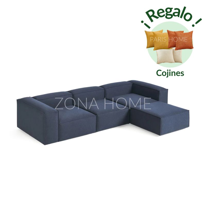 GENERICO - Sofá Seccional Barcelona 4 Plazas - Azul Oscuro