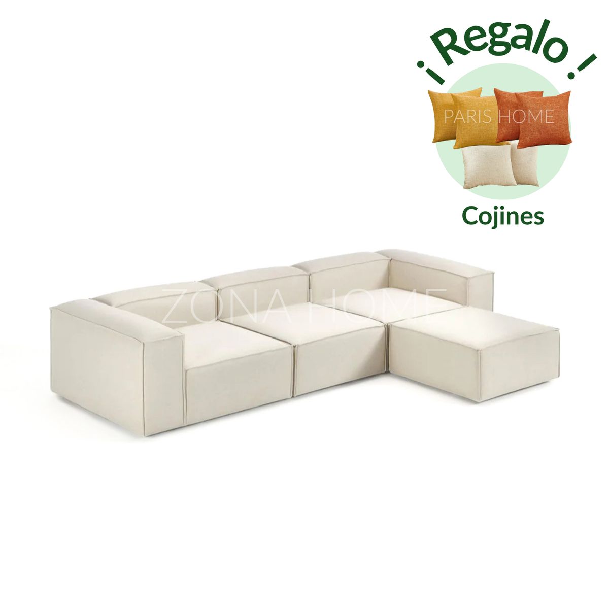 GENERICO - Sofá Seccional Barcelona 4 Plazas - Blanco