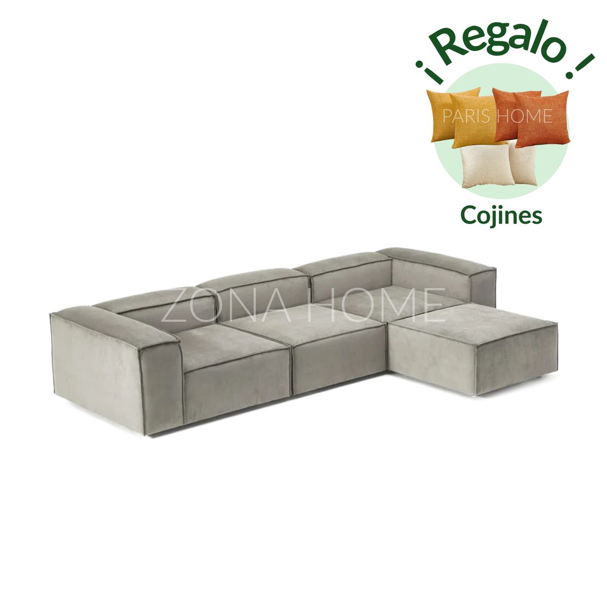 GENERICO - Sofá Seccional Barcelona 4 Plazas - Gris