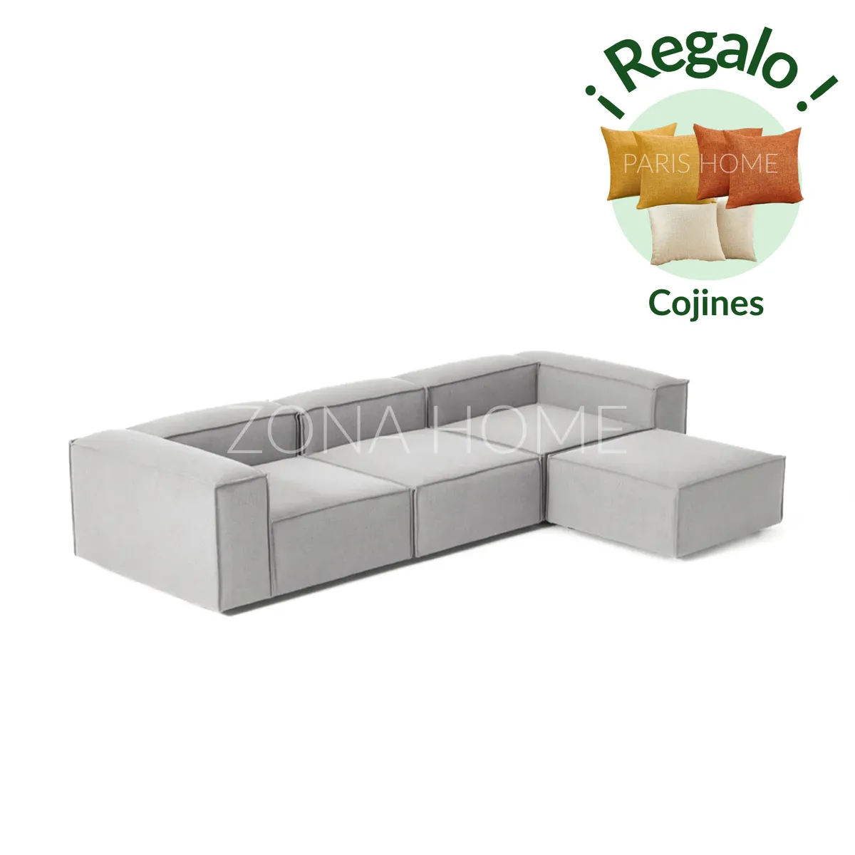 GENERICO - Sofá Seccional Barcelona 4 Plazas - Gris Claro