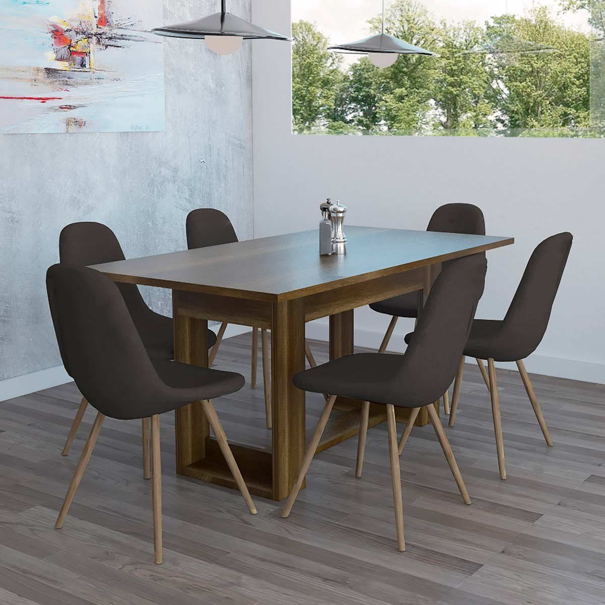 GENERICO - COMEDOR ECLIPSE 6 PUESTOS CARAMELO  - ENVÍO ARMADO Y MELAMINA 18mm