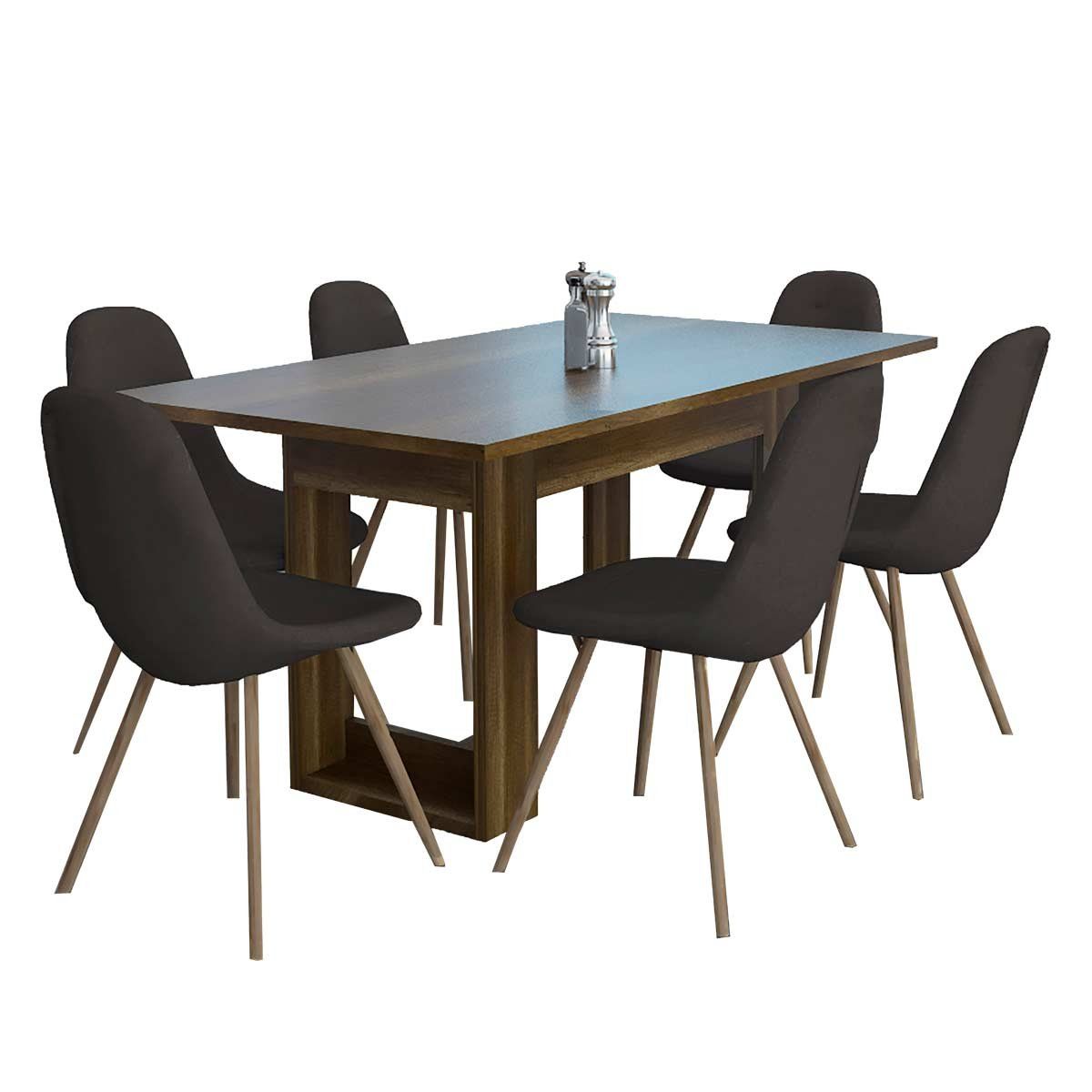 GENERICO - COMEDOR ECLIPSE 6 PUESTOS CARAMELO  - ENVÍO ARMADO Y MELAMINA 18mm