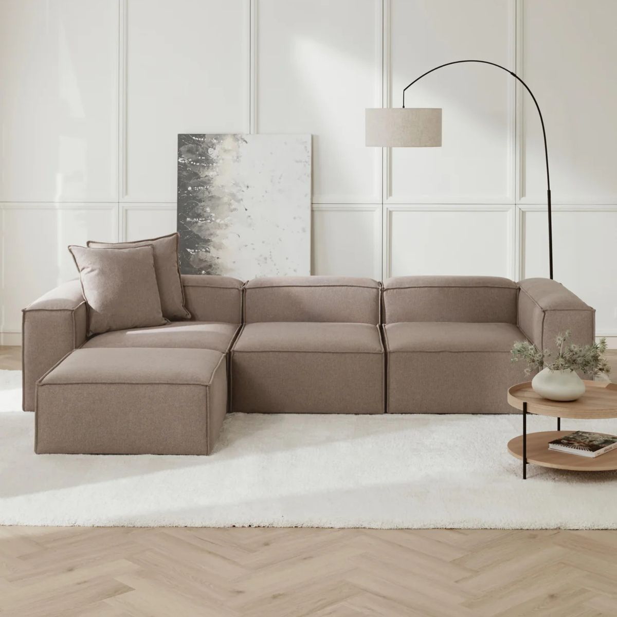 GENERICO - Sofá Seccional Barcelona 4 Plazas - Marrón