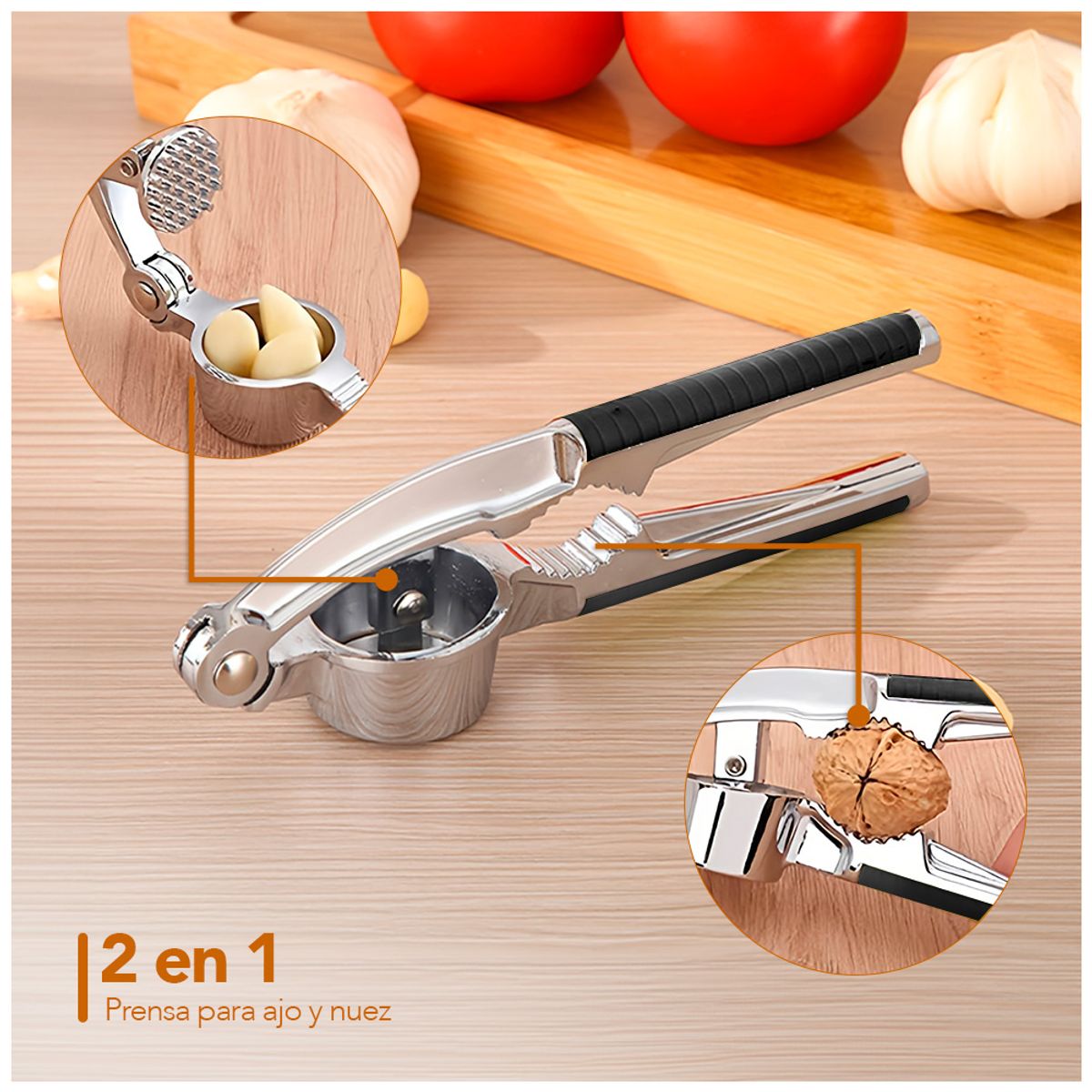 KELLER - Prensador de Ajos Y Nuez 2 en 1 de Acero J71