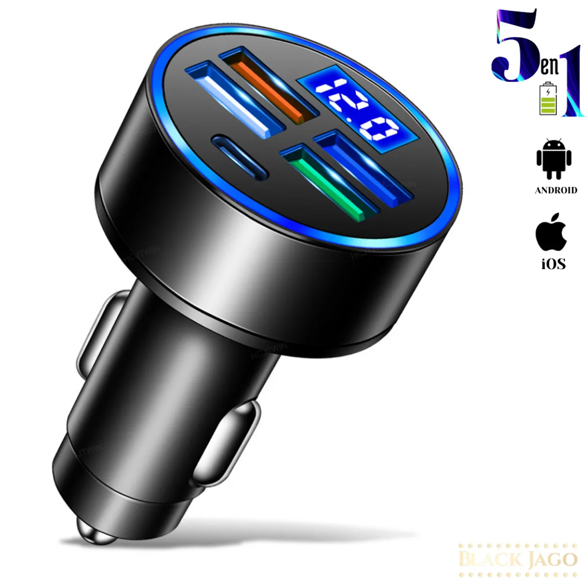 GENERICO - Cargador USB Auto 5 Puertos Carga Ultra rápida