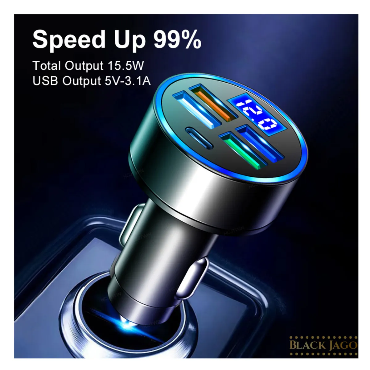 GENERICO - Cargador USB Auto 5 Puertos Carga Ultra rápida