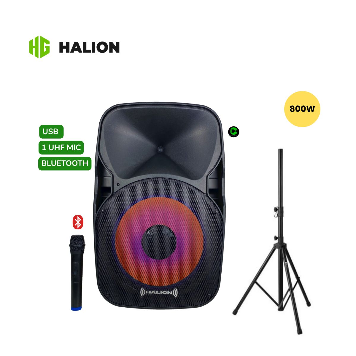 HALION - Parlante Activo Halion RHA-15EB 800W USB BT Micrófono