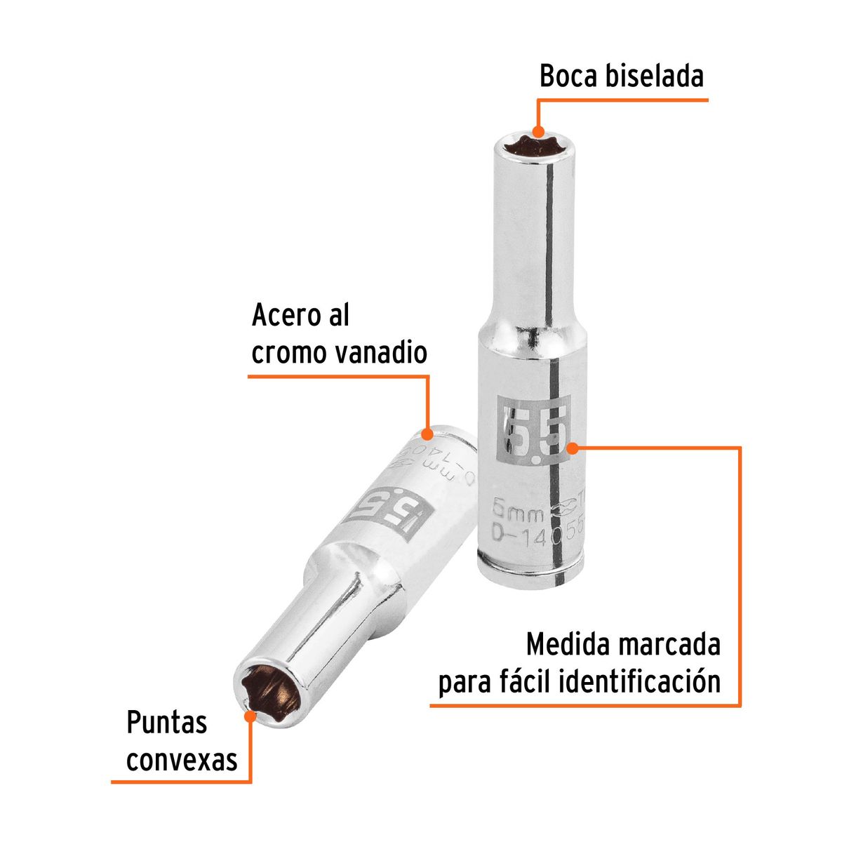 TRUPER - Dado 5.5mm Hexagonal Tubular Encastre de 1/4" 100970 Truper