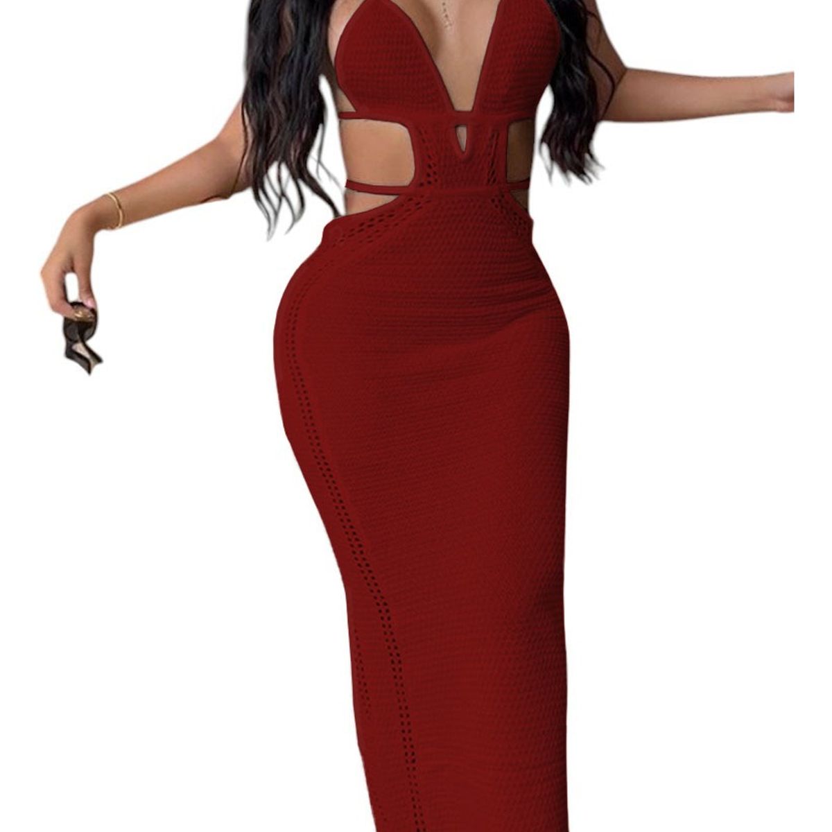 GENERICO - Vestido Luz De Estilo Mujer Tejido Jilo Alpino G459-27 Color Guinda