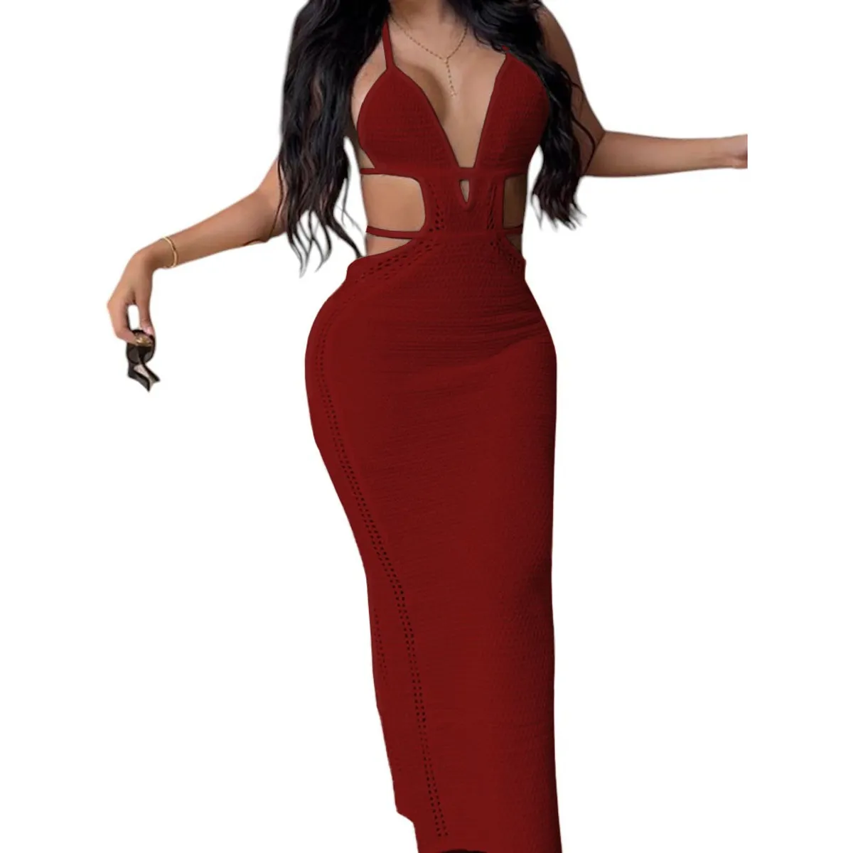 GENERICO - Vestido Luz De Estilo Mujer Tejido Jilo Alpino G459-27 Color Guinda