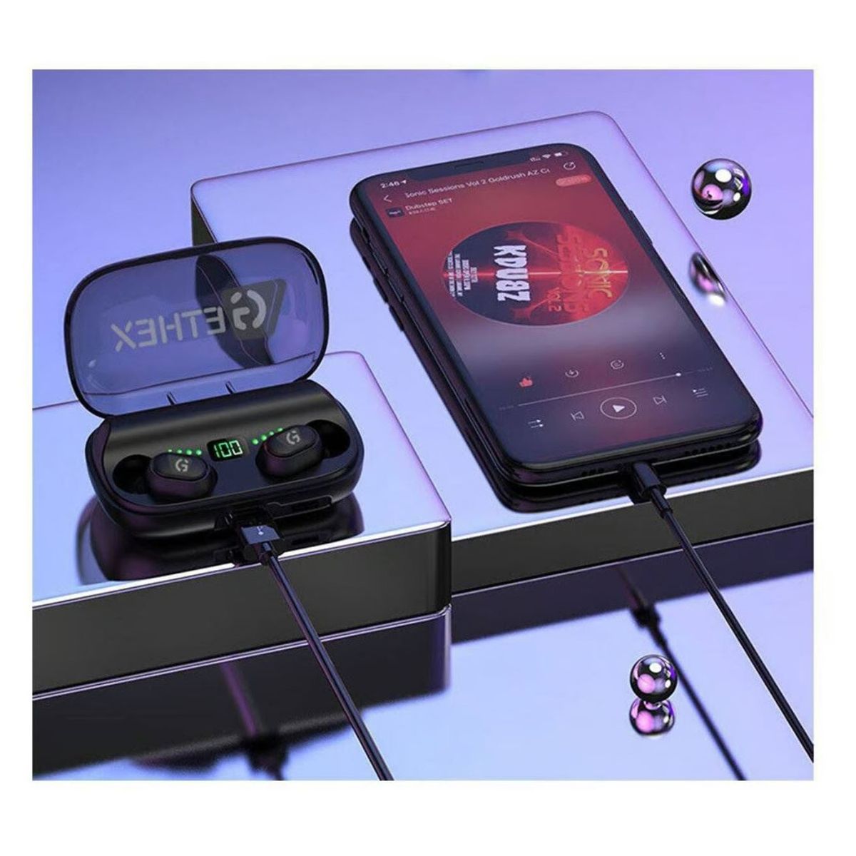 GETHEX - Audífonos Bluetooth JS2 con Case de Carga