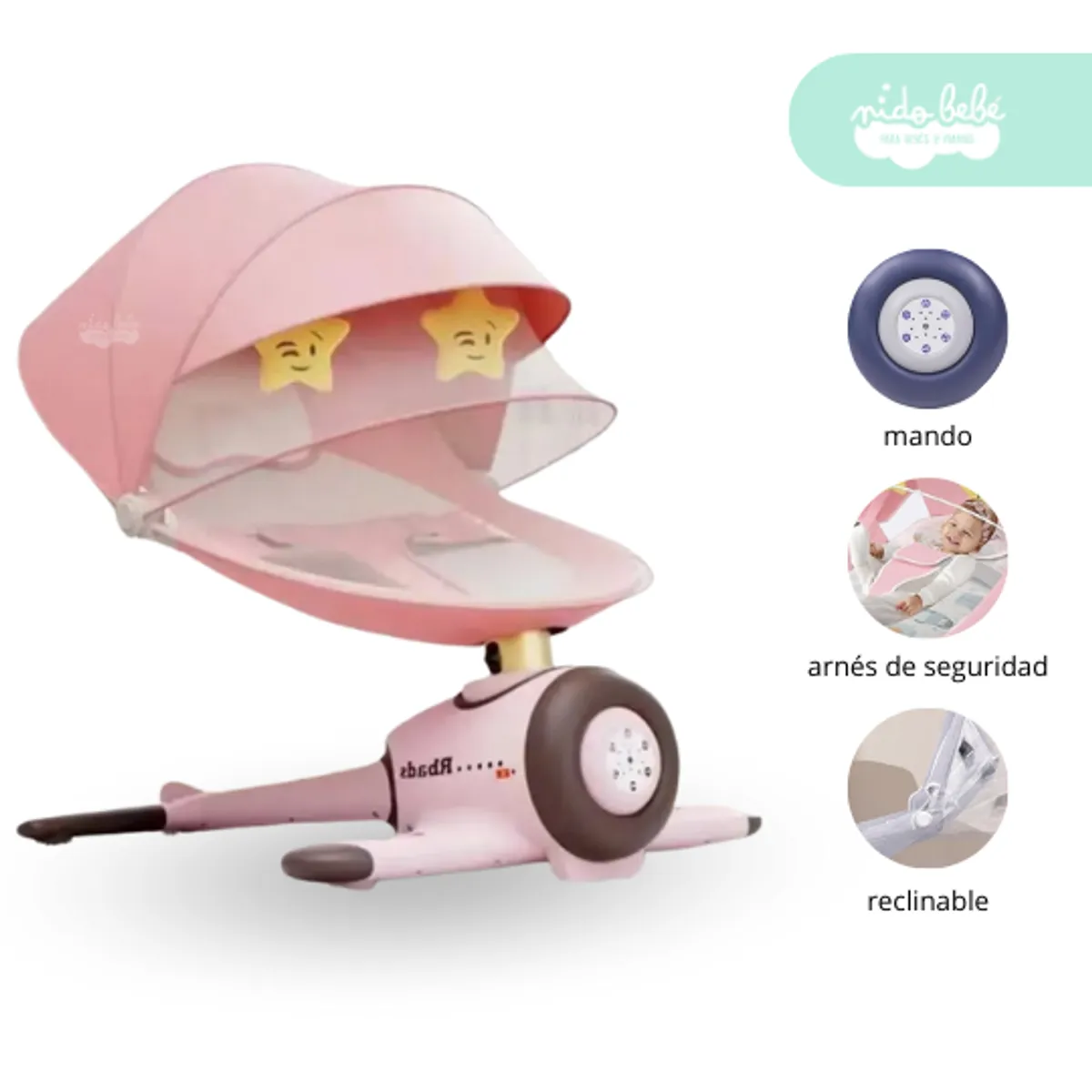 GENERICO - Silla mecedora eléctrica Baby Fly color rosada