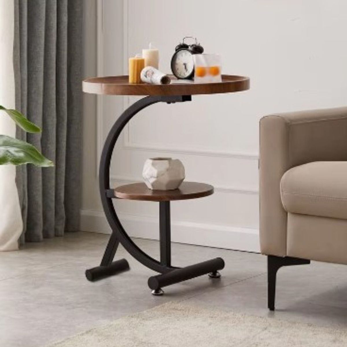 GENERICO - Mesa De Centro Sala De Estar Minimalista Elegante Redonda Marron