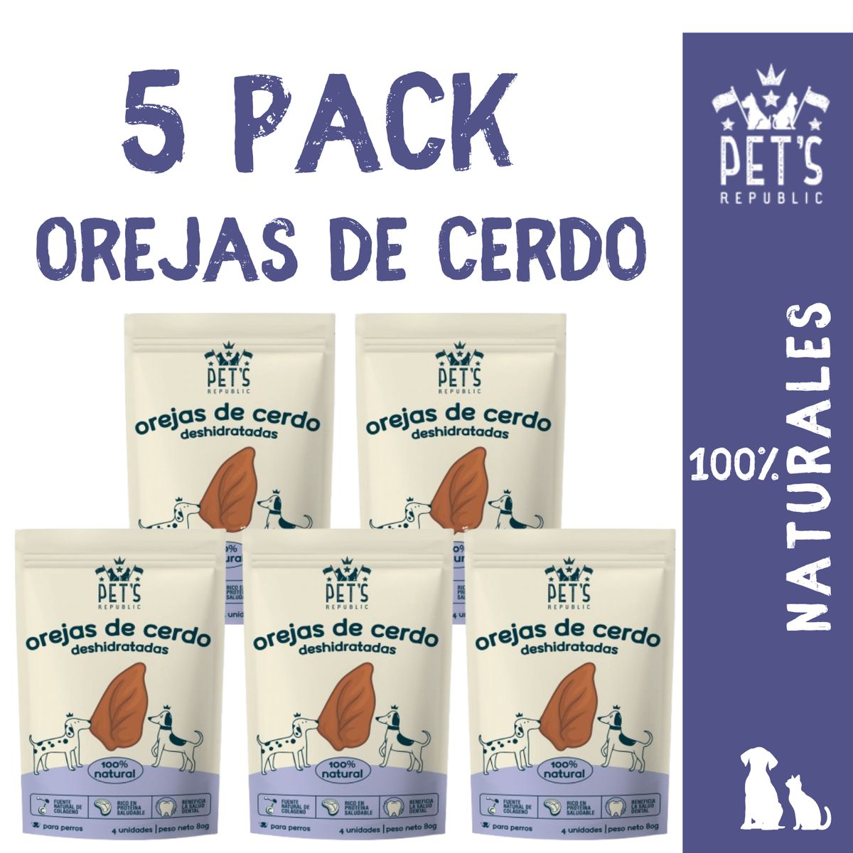 PETS REPUBLIC - Pack x5 Orejas de Cerdo Pets Republic