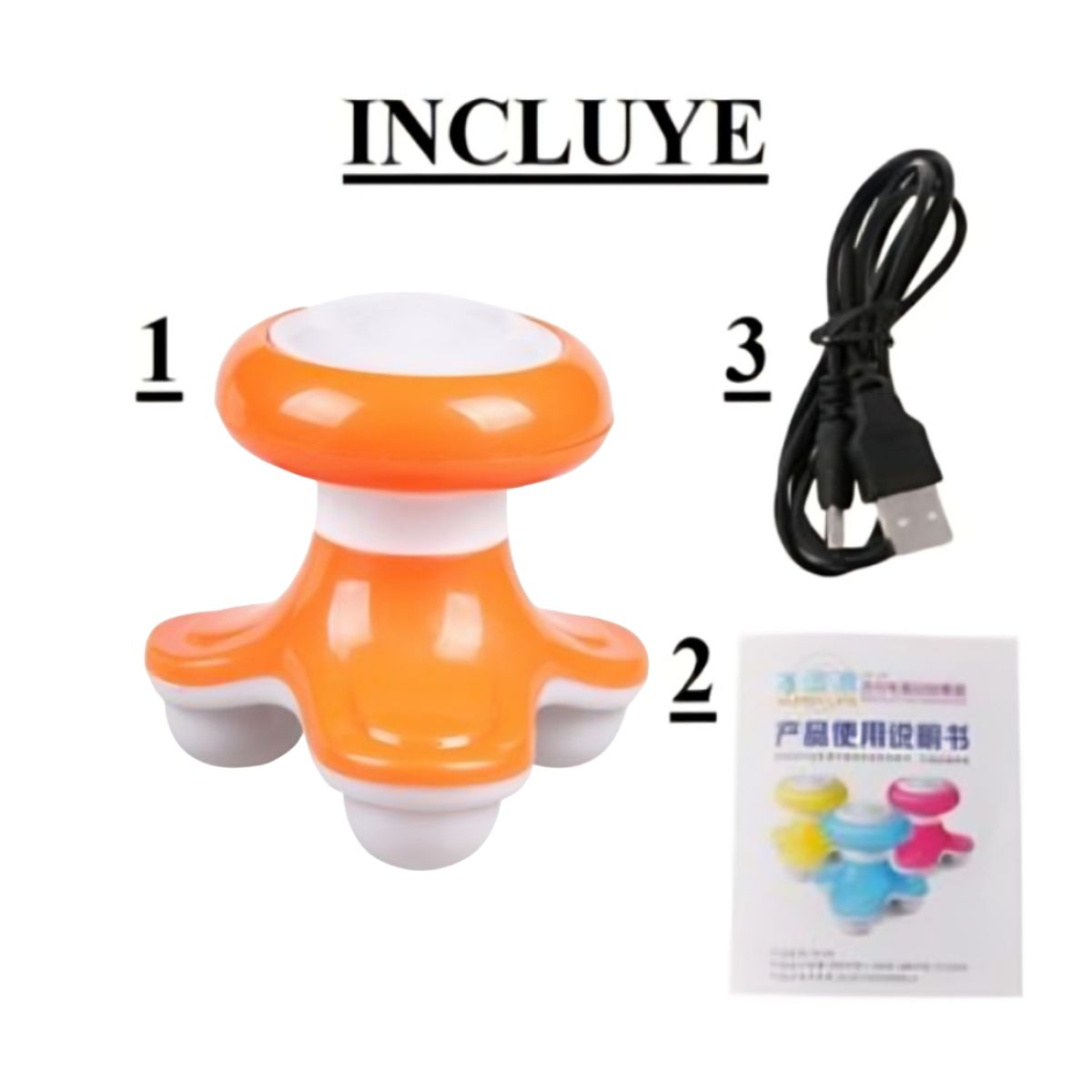 GENERICO - Masajeador Eléctrico Portátil A Pilas Y Corriente Directa  -  NARANJA