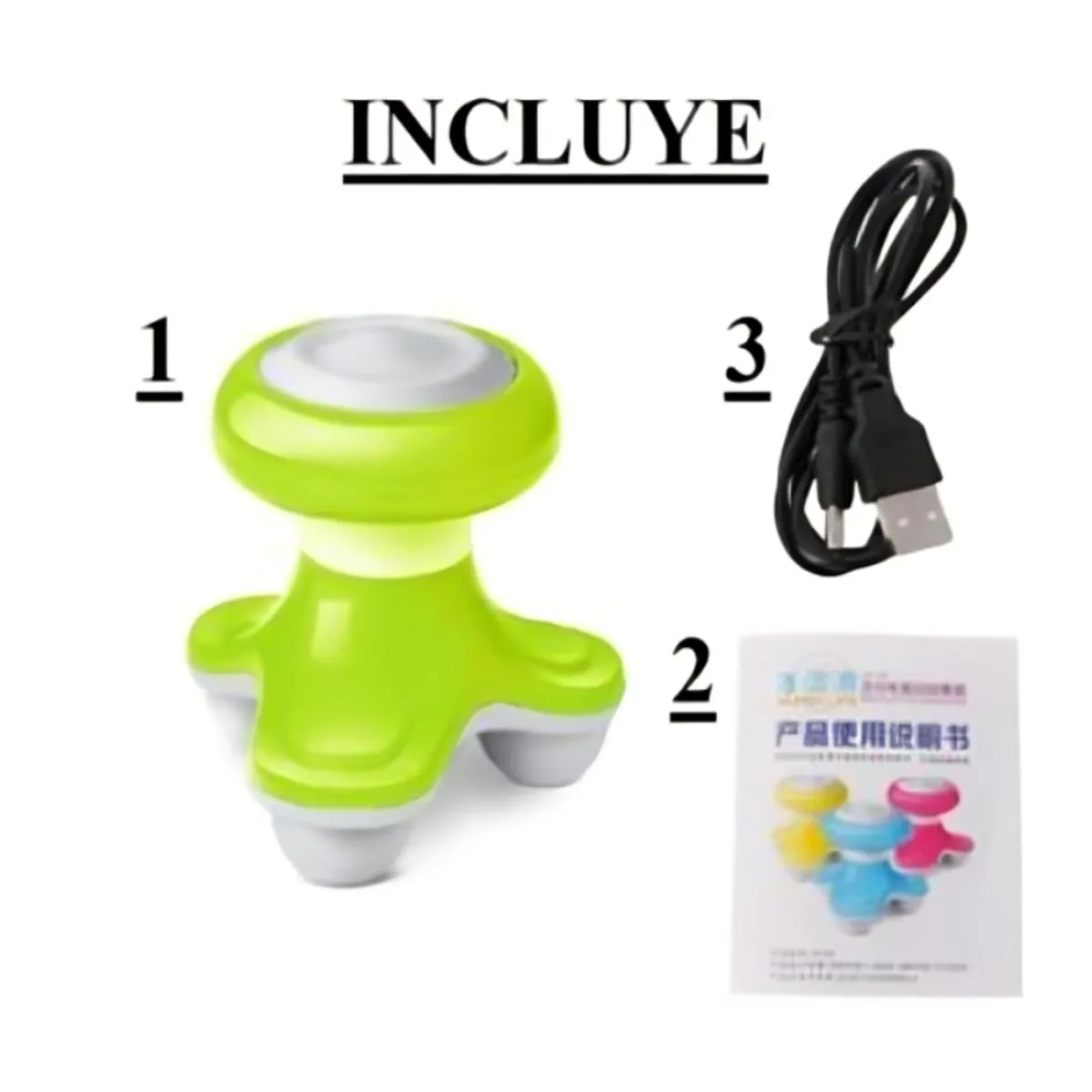 GENERICO - Masajeador Eléctrico Portátil A Pilas Y Corriente Directa  -  VERDE