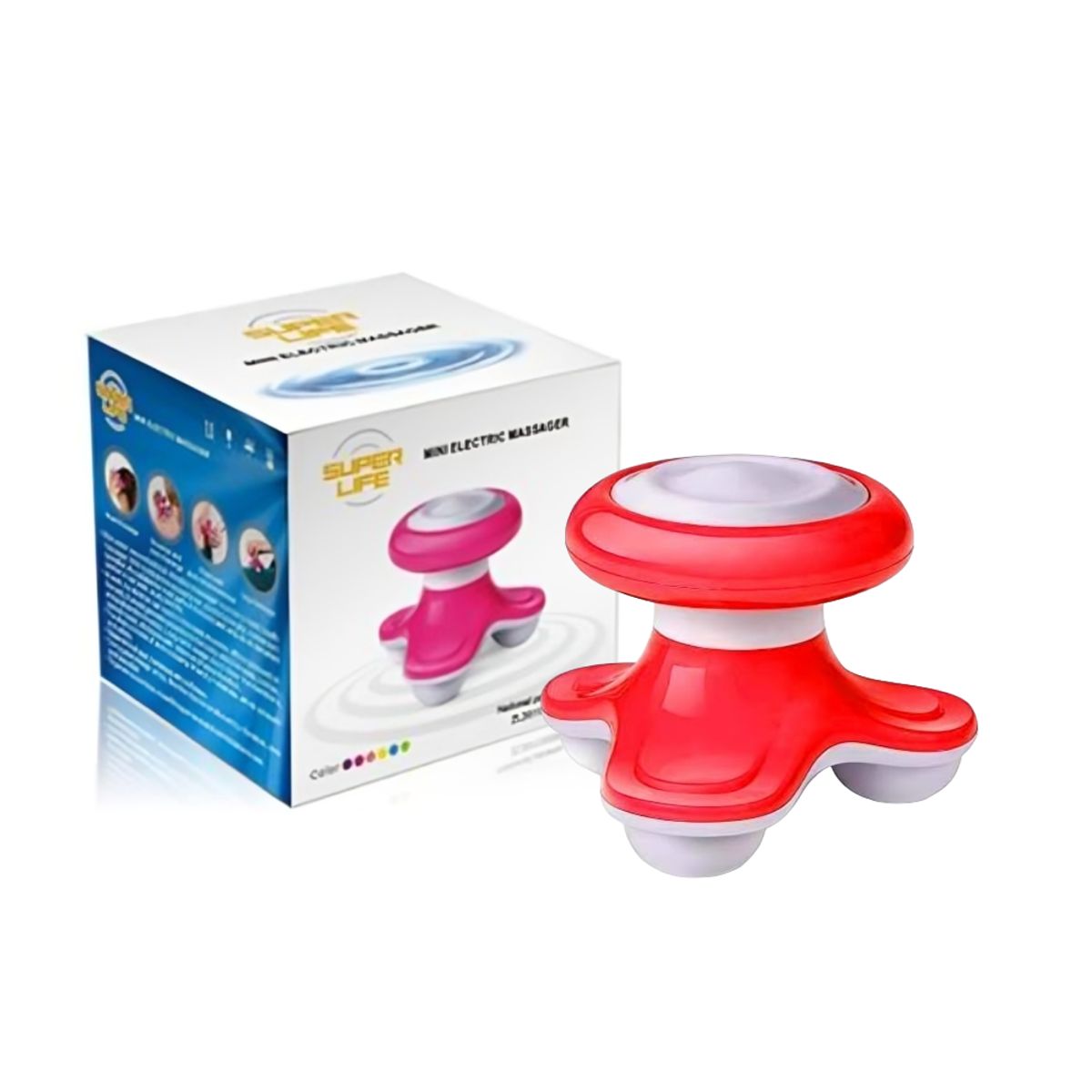 GENERICO - Masajeador Eléctrico Portátil A Pilas Y Corriente Directa  -  ROJO