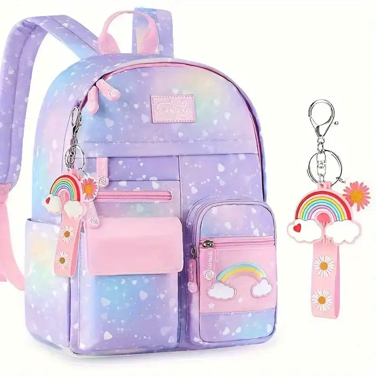 GENERICO - Mochila Escolar Para Niña Primaria Segundaria Arcoiris Kawai Morado