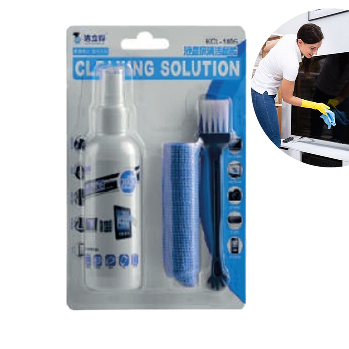 GENERICO - Limpiador de pantalla KCL-1005  Paño y Cepillo