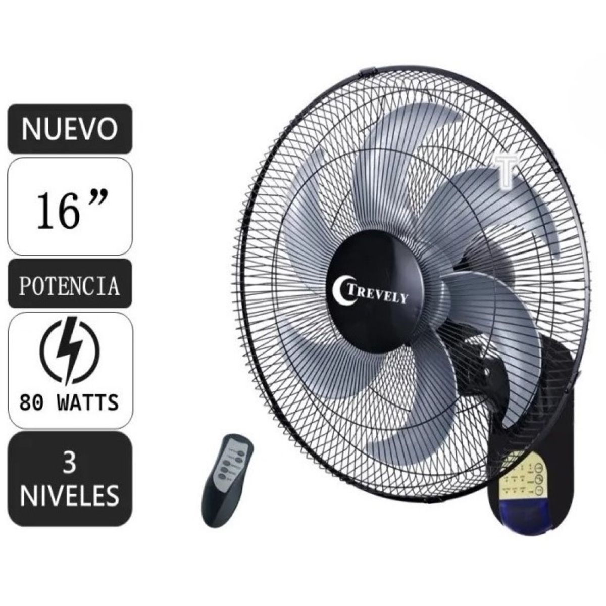 TREVELY - Ventilador de pared 16 TREVELY VT-164 -control remoto - 80W