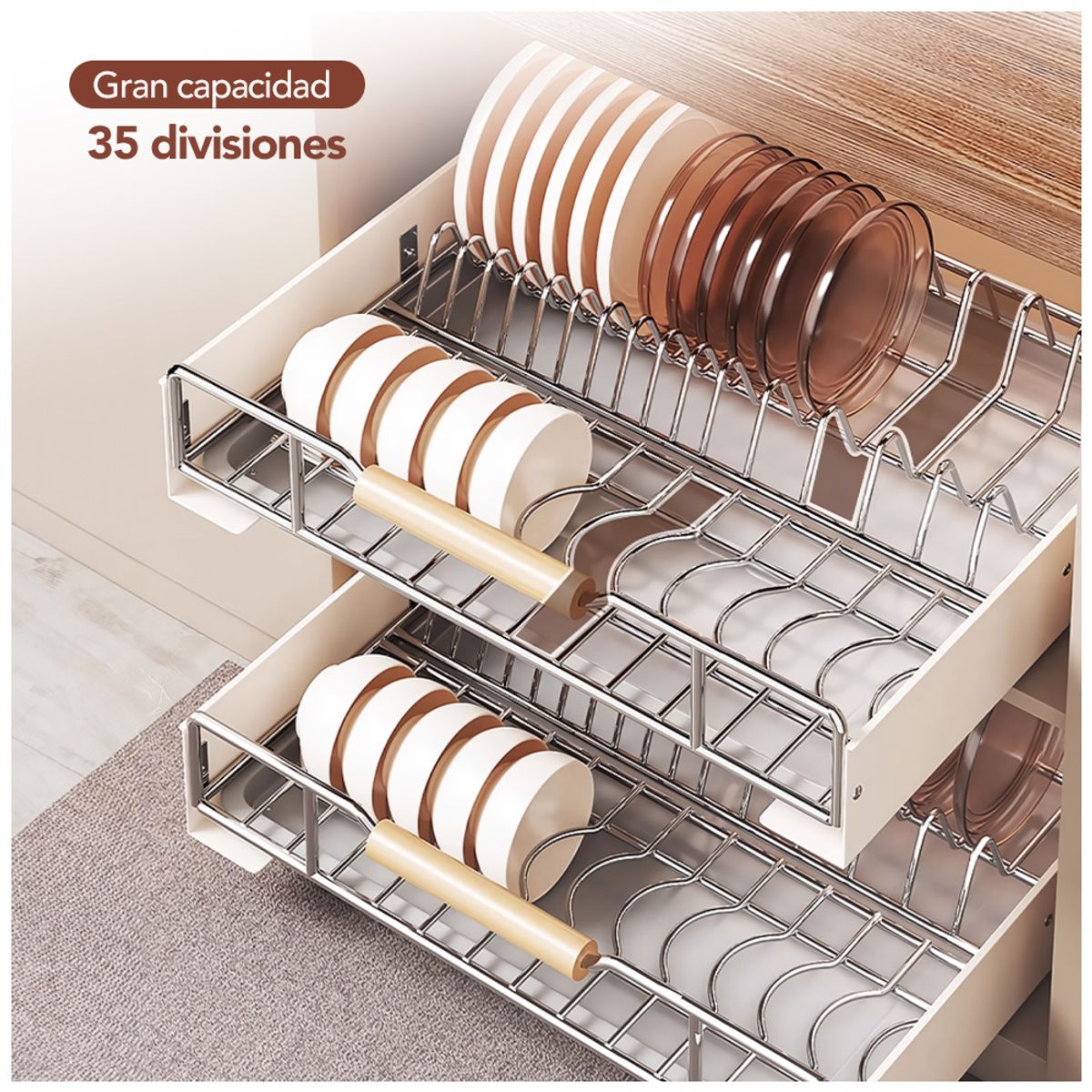 KELLER - Escurridor de Platos Extraíble d Acero L70 Y Desatorador J31 de Regalo