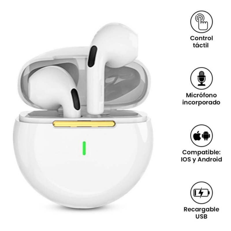 GENERICO - Audífono Inalámbrico Pro 6 color blanco
