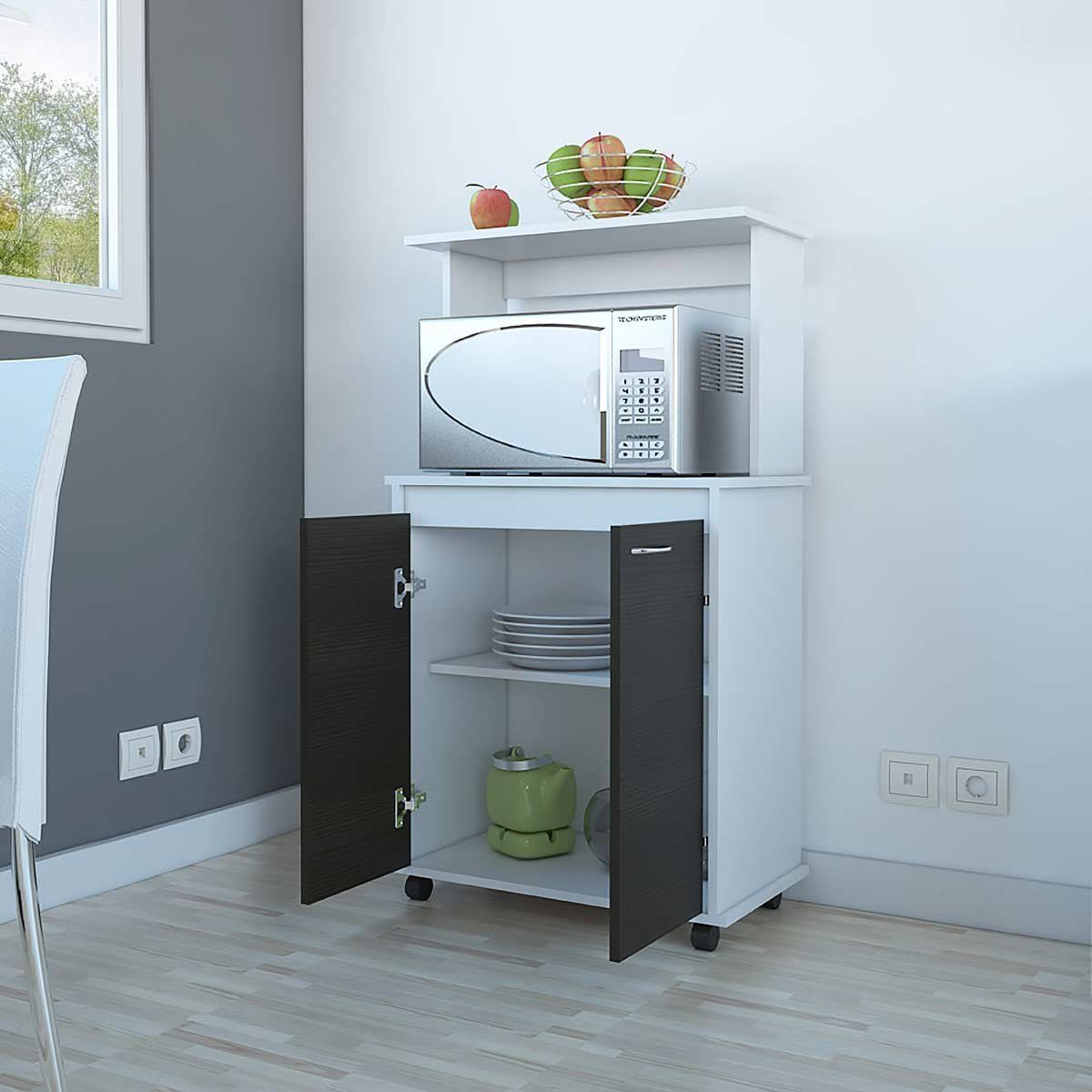 GENERICO - MODULO DE COCINA SOLIS 36 BLANCO-WENGUE -  ENVÍO ARMADO Y MELAMINA 18 mm