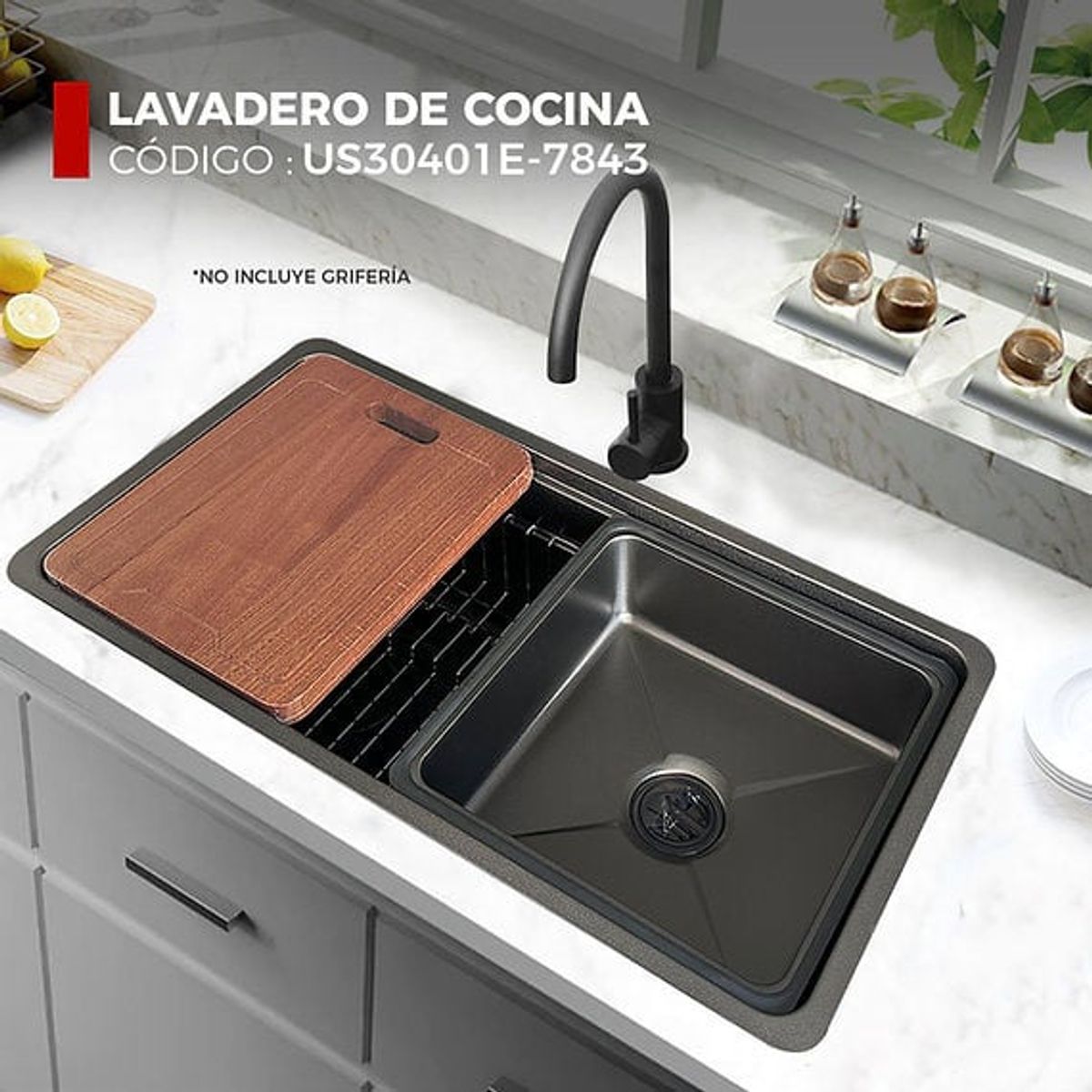 XM - LAVADERO DE COCINA NEGRO US30401E-7843