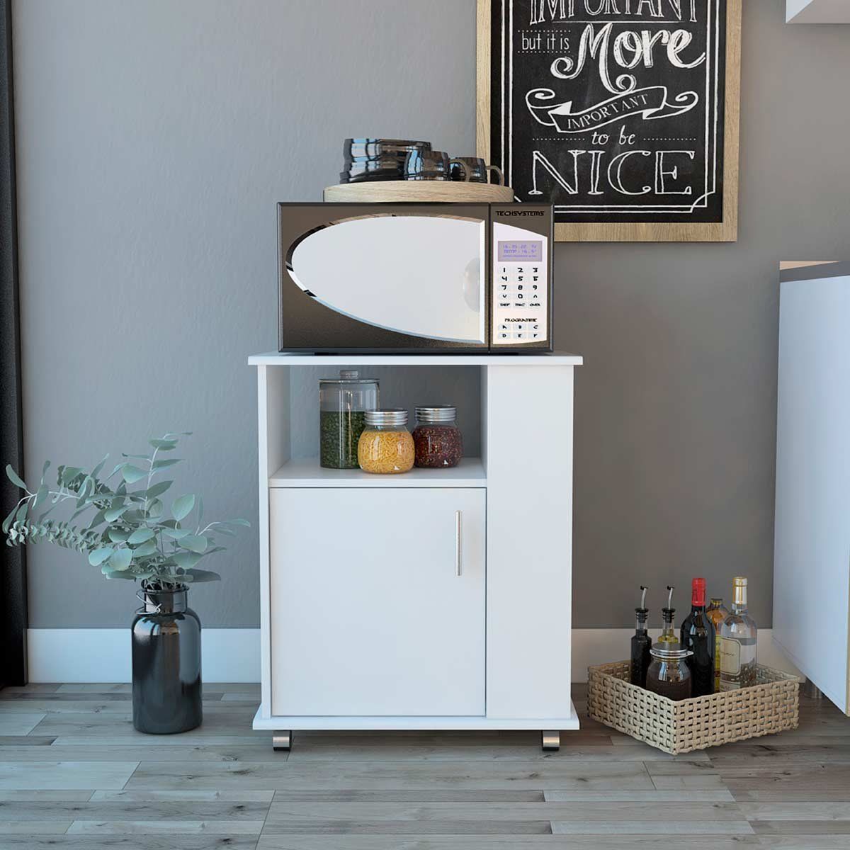 GENERICO - MODULO DE MICROONDAS ALBA  BLANCO - ENVÍO ARMADO Y MELAMINA 18 mm