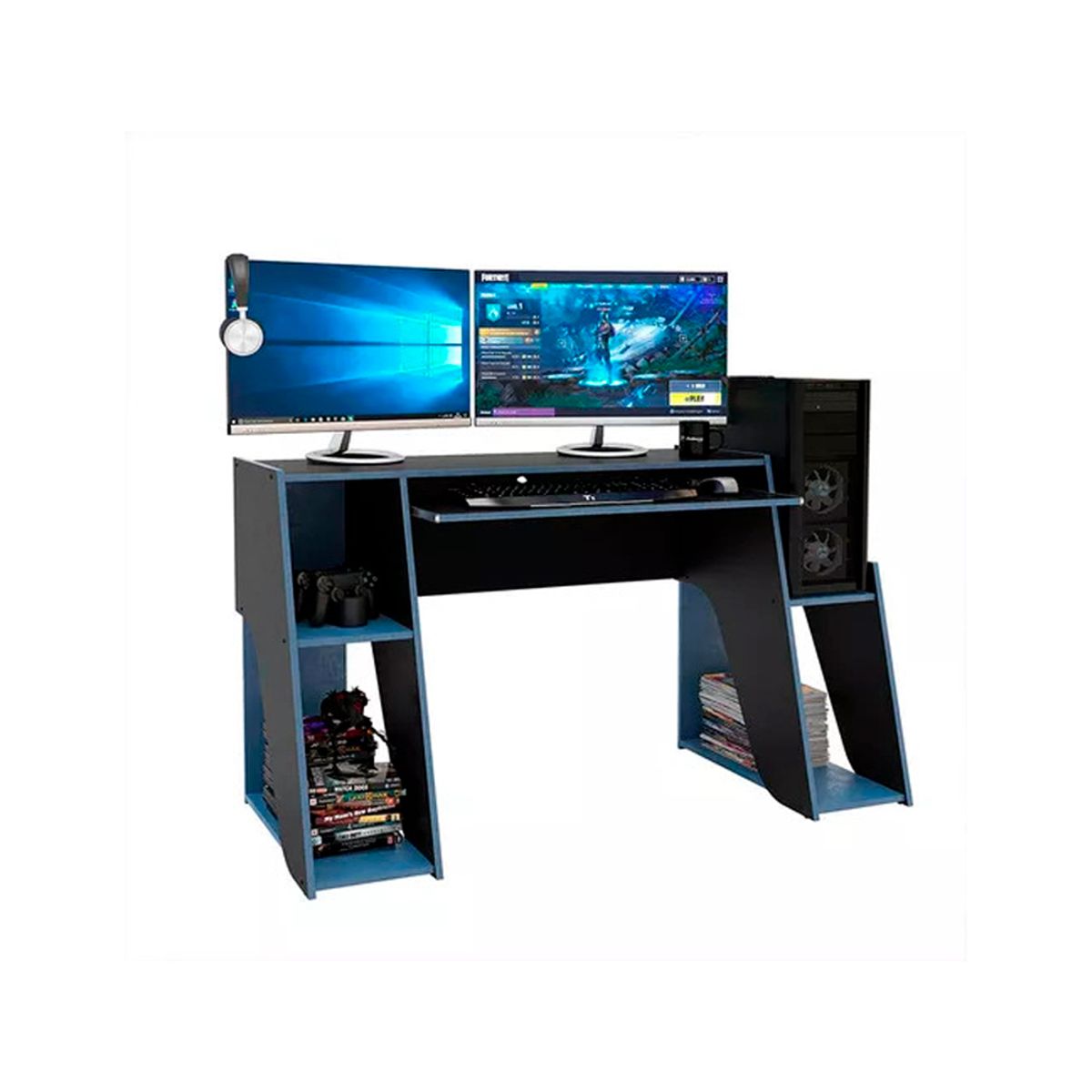 BARAKA HOME - Escritorio Gamer Silver - Negro