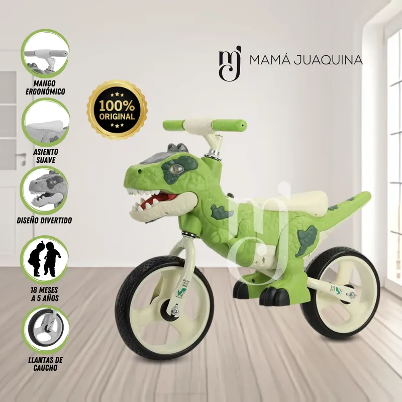 VELOX - Bicicleta de Equilibrio «DINOROAD» Con Casco Green
