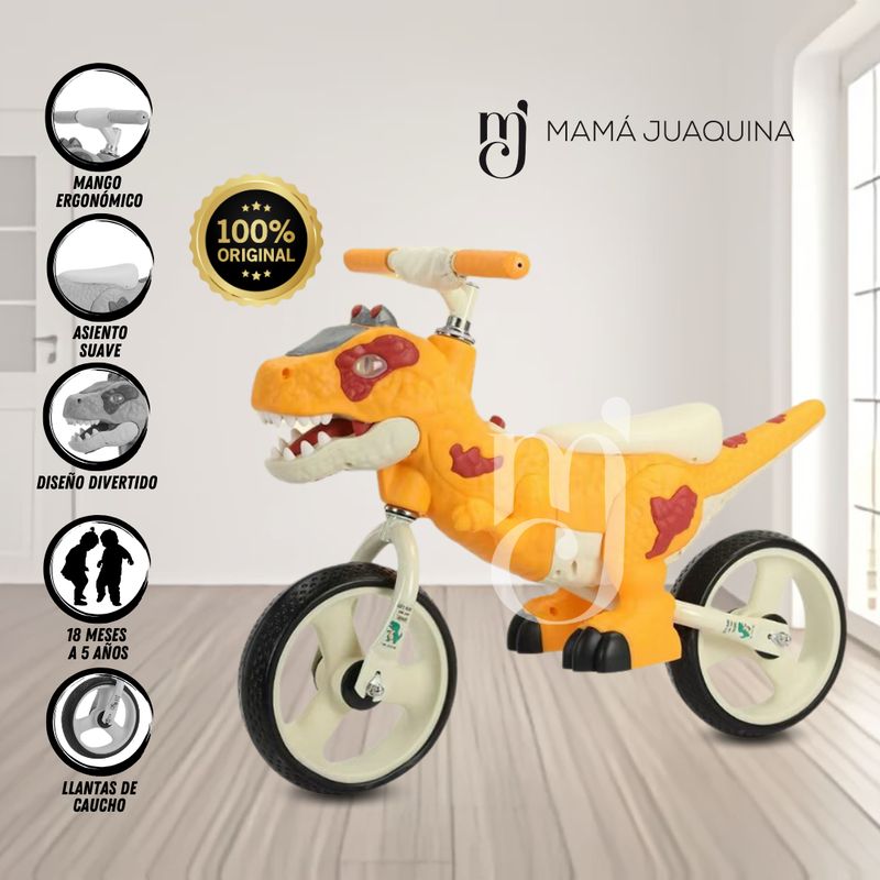 VELOX - Bicicleta de Equilibrio «DINOROAD» Con Casco Naranja