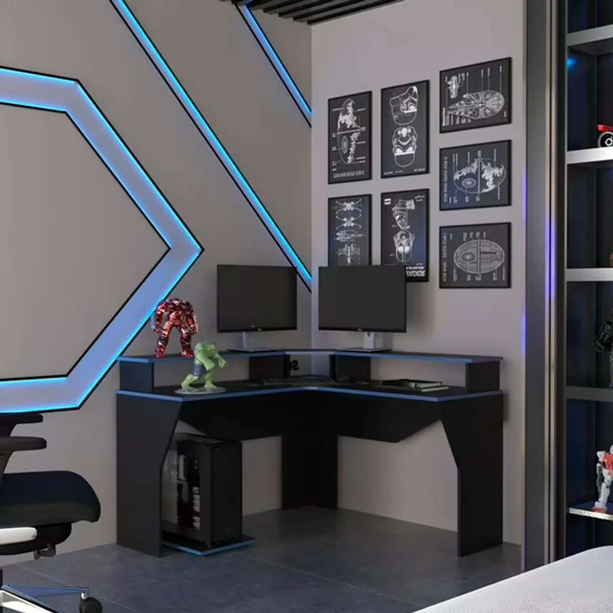 BARAKA HOME - Escritorio Gamer Corse - Negro