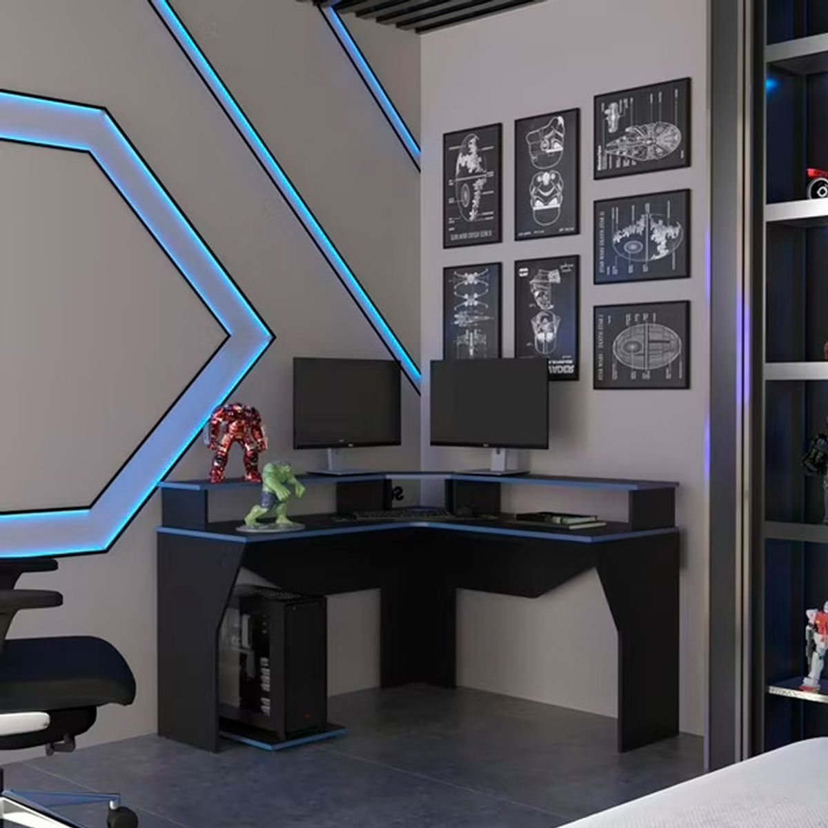 BARAKA HOME - Escritorio Gamer Corse - Negro