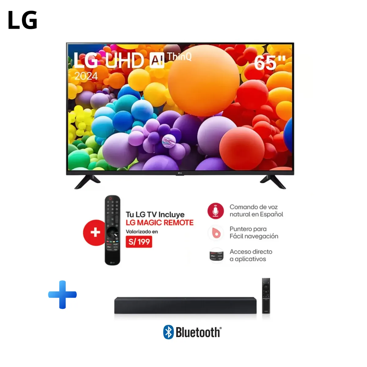LG - TELEVISOR LG 65 4K SMART TV UHD 65UT7300 + BARRA DE SONIDO