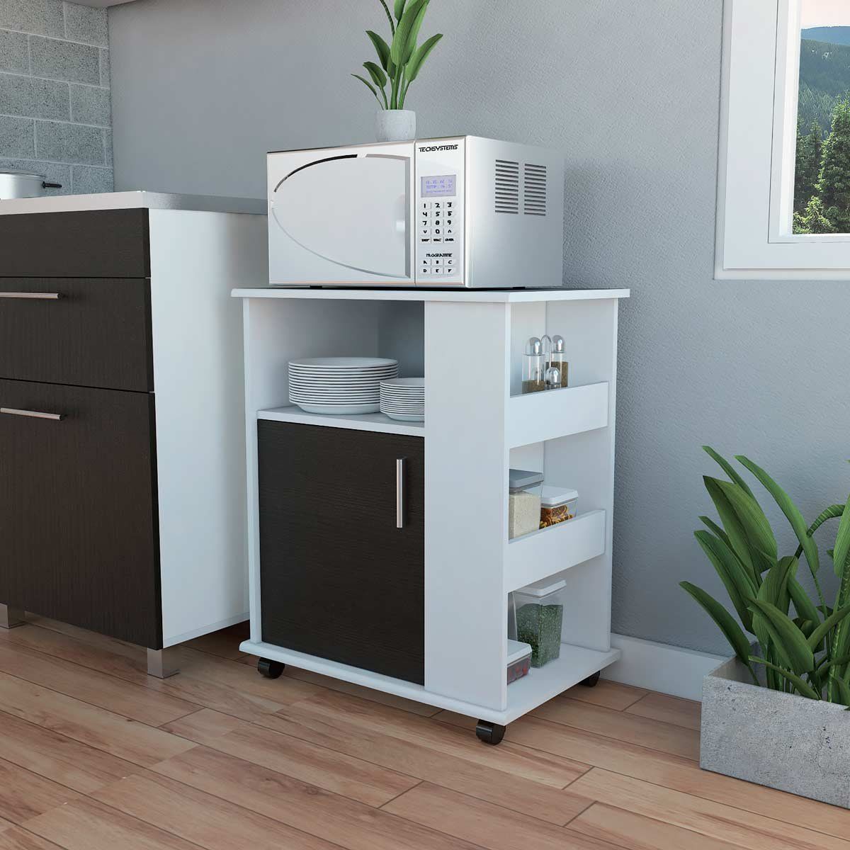 GENERICO - MODULO DE MICROONDAS ALBA BLANCO-WENGUE -  ENVÍO ARMADO Y MELAMINA 18 mm