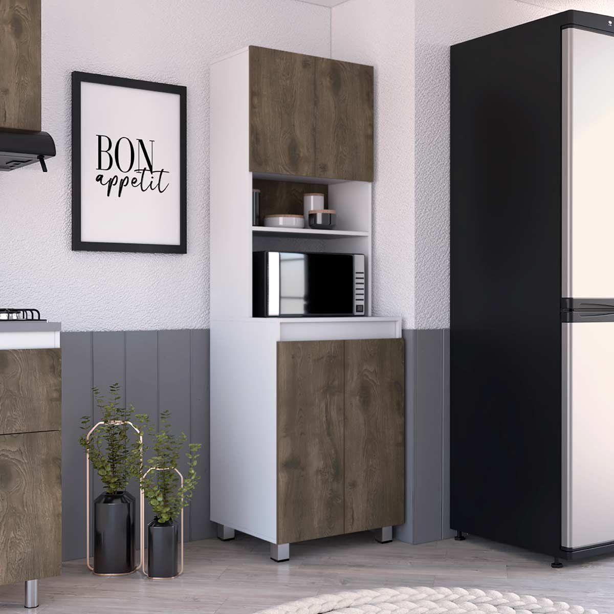 GENERICO - MODULO DE MICROONDAS TALIA BELLOTA-BLANCO -  ENVÍO ARMADO Y MELAMINA 18 mm