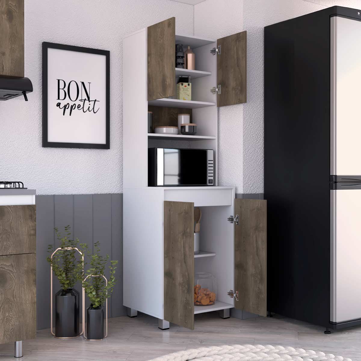 GENERICO - MODULO DE MICROONDAS TALIA BELLOTA-BLANCO -  ENVÍO ARMADO Y MELAMINA 18 mm