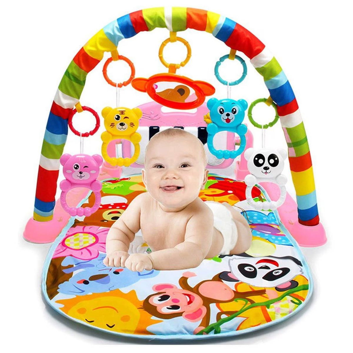 BABY WORLD - Gimnasio de Bebe con Piano Para Patear Rosado