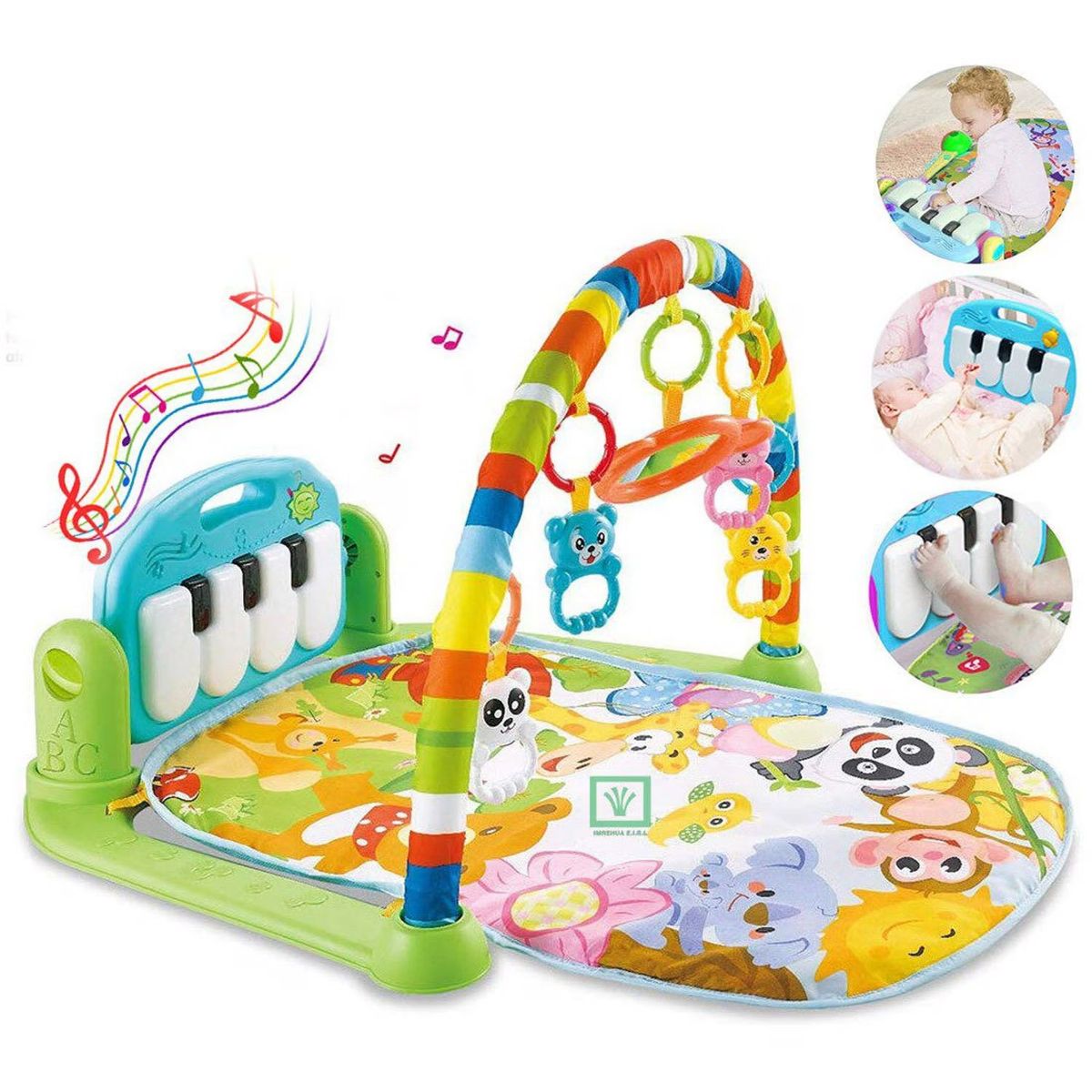 BABY WORLD - Gimnasio de Bebe con Piano para Patear Verde