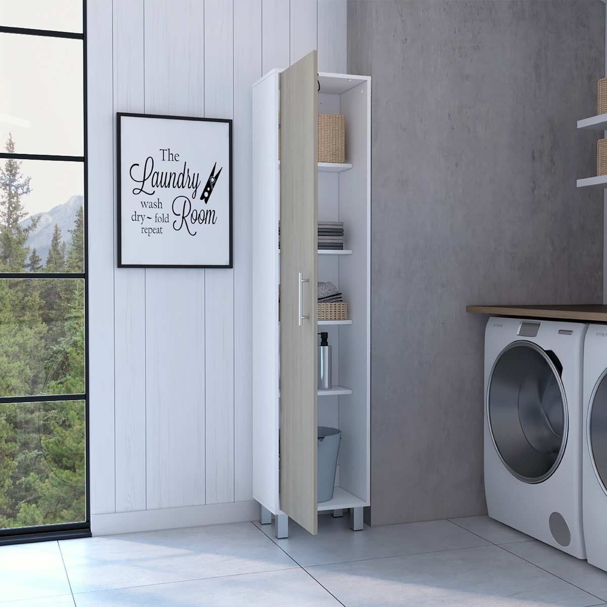 GENERICO - MUEBLE DE ASEO ROMA BLANCO-NACAR - ENVÍO ARMADO Y MELAMINA 18 mm