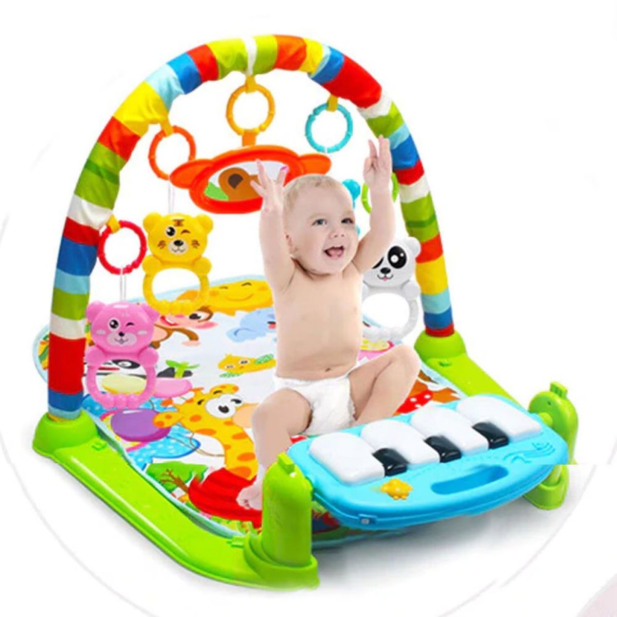 JK - Gimnasio de Bebe con Piano Para Patear Verde