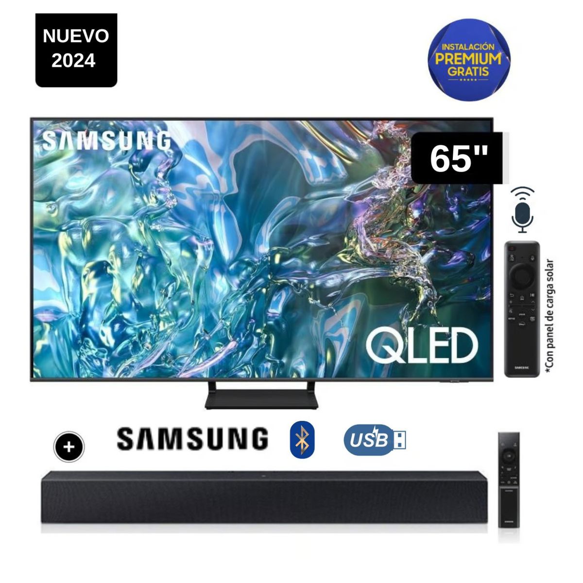 SAMSUNG - Televisor Samsung QLED Tizen OS Smart Tv 65 4K QN65Q65DAGXPE + Soundbar HW C400