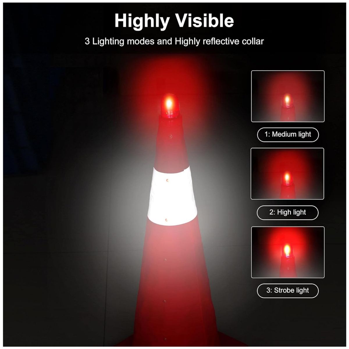 JET - Cono De Emergencia PLegable 70cm Con Led