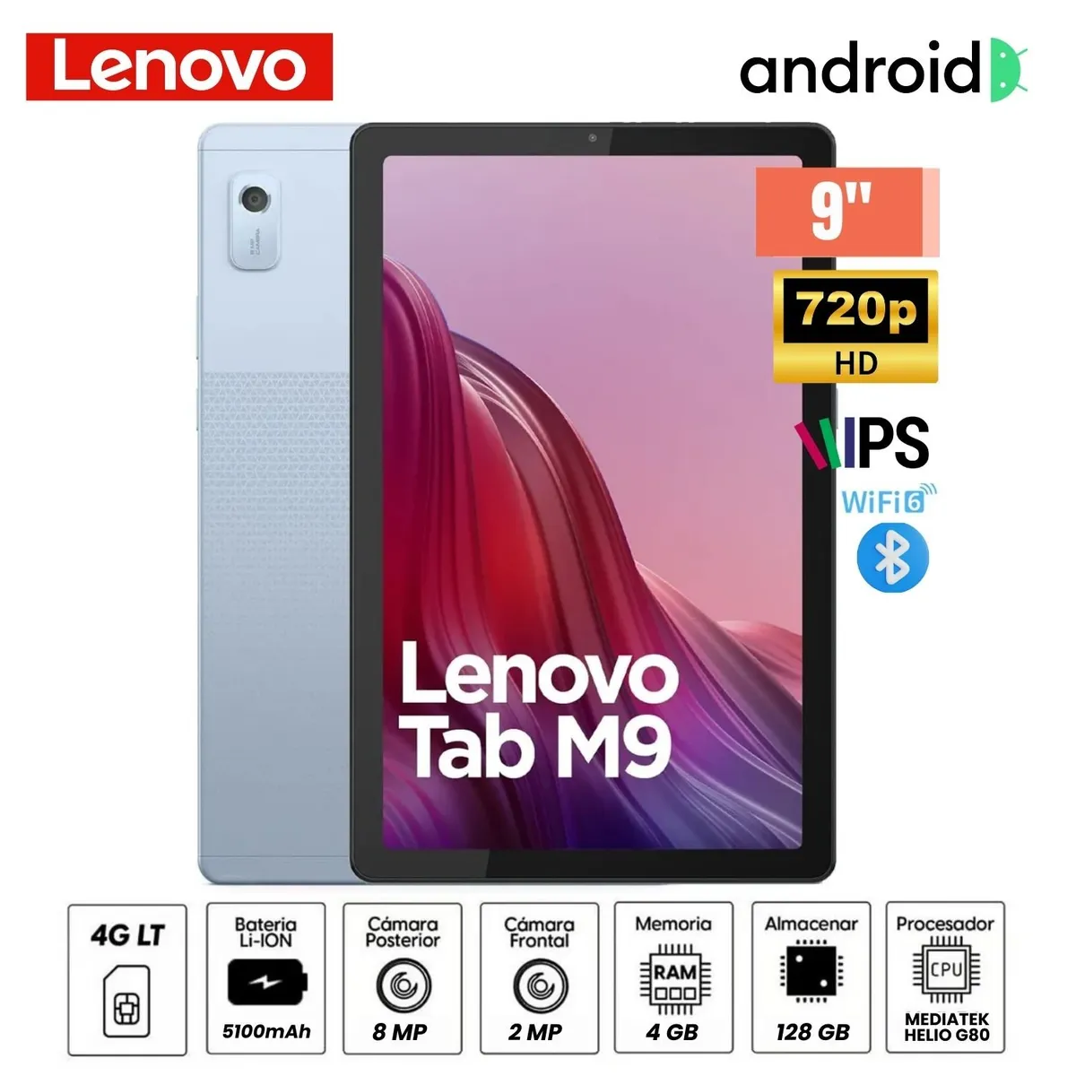LENOVO - Tablet Lenovo Tab M9 LTE 9"Pulg.  4GBRAM 128GB SSD HD TB310XU + Folio Case