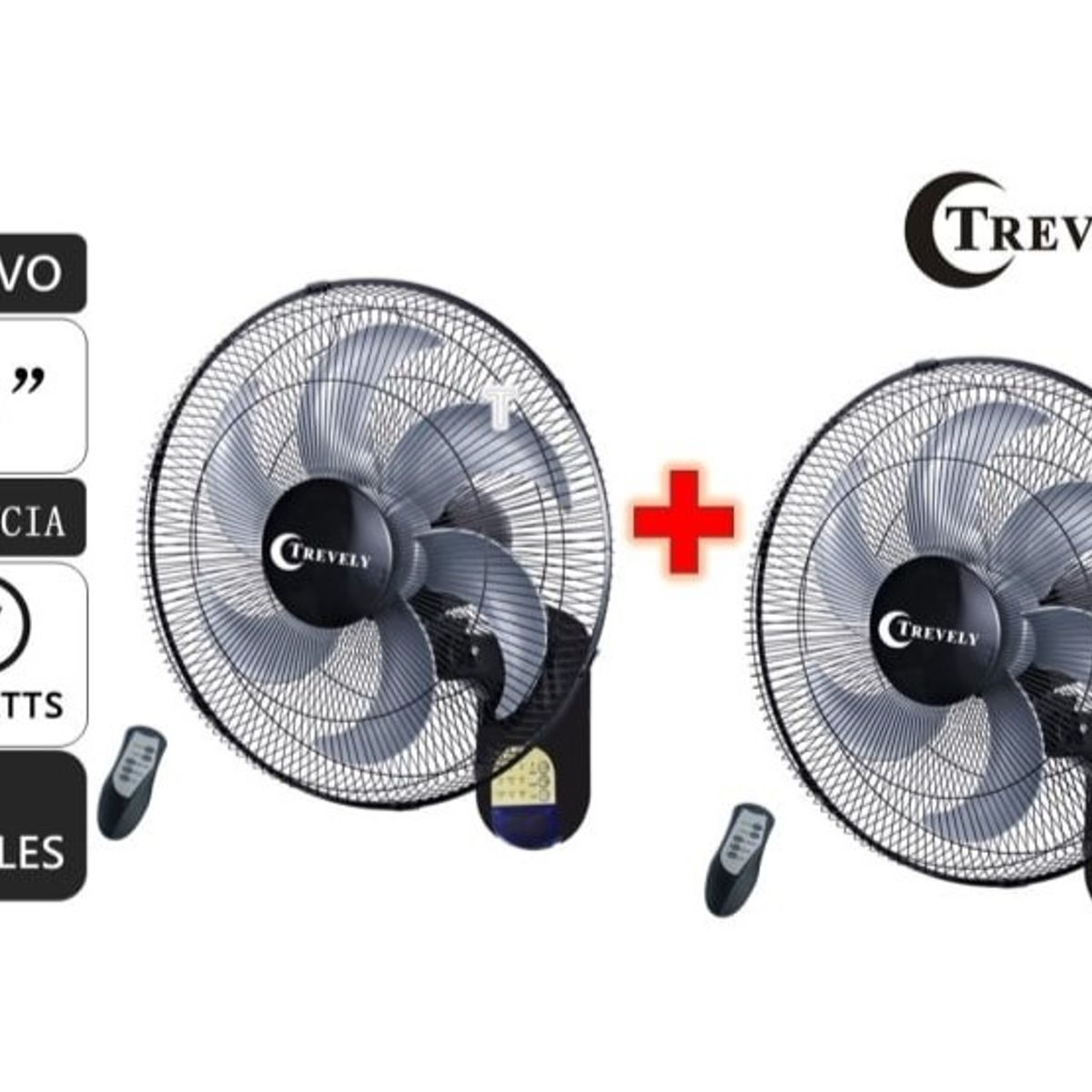 TREVELY - COMBO VENTILADOR DE PARED 16 TREVELY VT-164 -CONTROL REMOTO - 80W